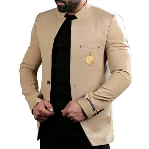 کت تک مردانه یقه دیپلمات کرم