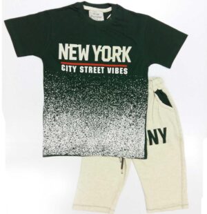 تیشرت و شلوارک پسرانه NEW YORK سبز