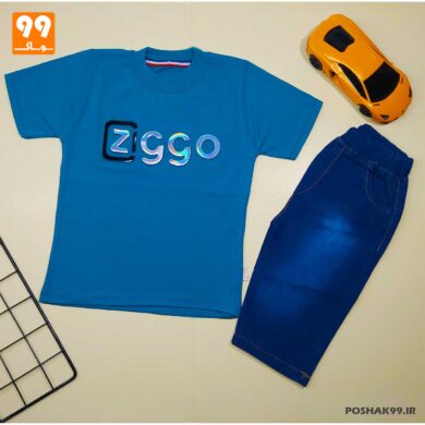 ست تیشرت شلوارک پسرانه ZIGGO آبی کد 5007