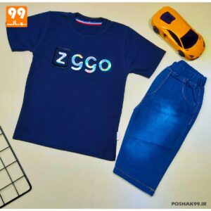 ست تیشرت شلوارک پسرانه ZIGGO سرمه ای کد 5007