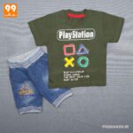 ست پسرانه طرح play station سبز کد 5015