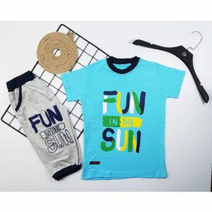 تیشرت شلوارک پسرانه SUN FUN آبی کد 5958