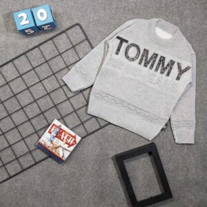 بلوز بافت پسرانه TOMMY طوسی کد 7215