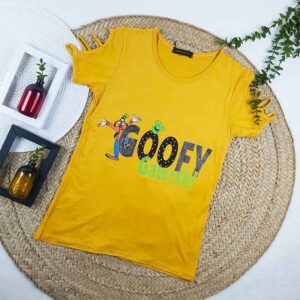 تیشرت زنانه GOOFY زرد کد 9104