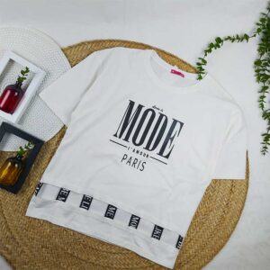 تیشرت زنانه MODE سفید کد 9107