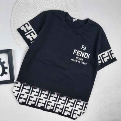 تیشرت مشکی FENDI پسرانه کد 9432