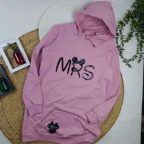 هودی بلند زنانه MRS صورتی کد 7222
