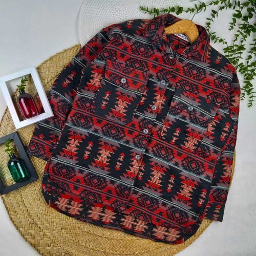 کت کشمیر زنانه قرمز سنتی کد 8679