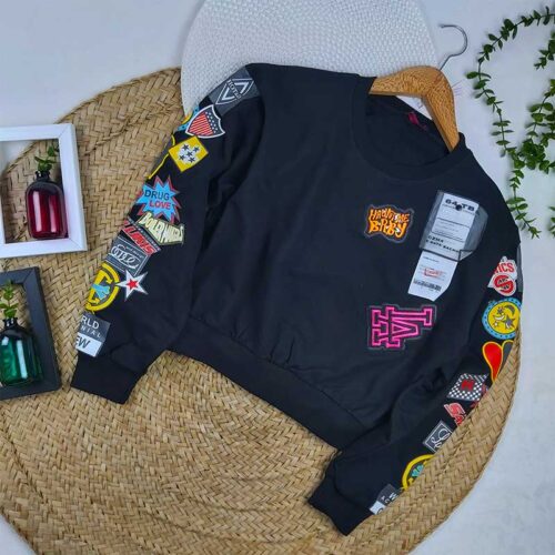 کراپ زنانه مشکی استیکر کد 8683