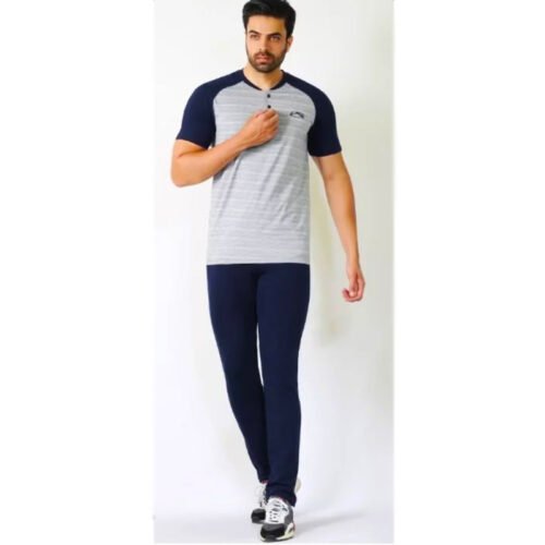 ست تیشرت و شلوار مردانه راه راه زوم6 کد 8514