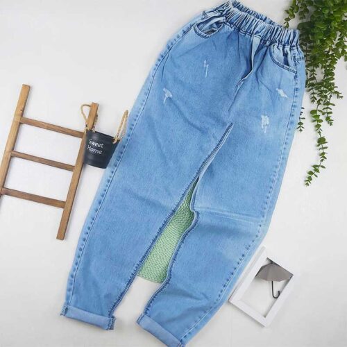 شلوار جین یخی بچه گانه مام فیت 14 سال کد 9146