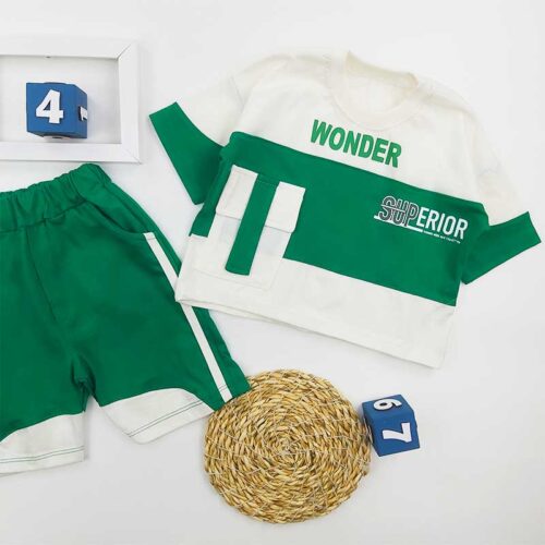 تیشرت شلوارک پسرانه WONDER سبز کد 10167