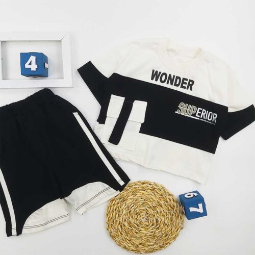 تیشرت شلوارک پسرانه WONDER مشکی کد 10167