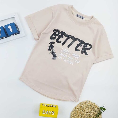 تیشرت پسرانه BETTER پاندا کرم کد 10342