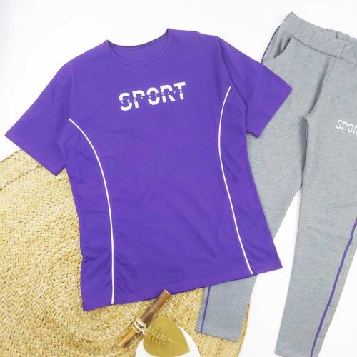 ست تیشرت شلوار زنانه SPORT بنفش کد 10070