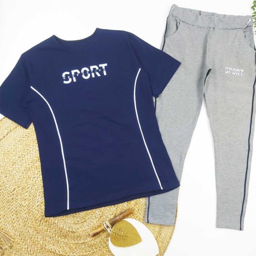 ست تیشرت شلوار زنانه SPORT سرمه ای کد 10070