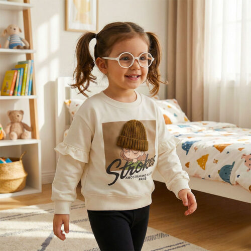 بلوز دخترانه طرح دختر کلاه بافت ژورنال کد 10896