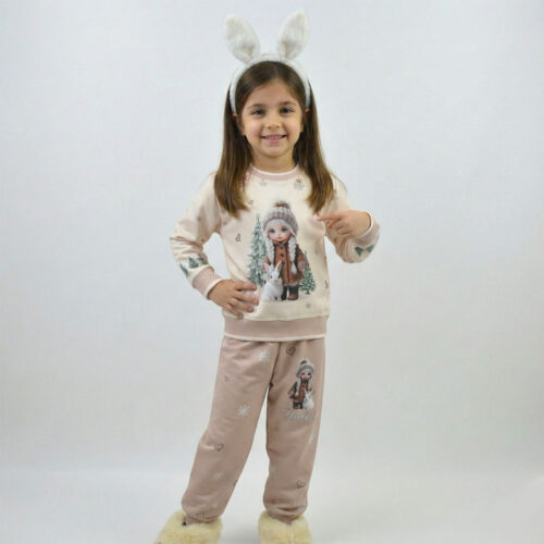 بلوز شلوار دخترانه طرح دختر برفی ژورنال کد 10960