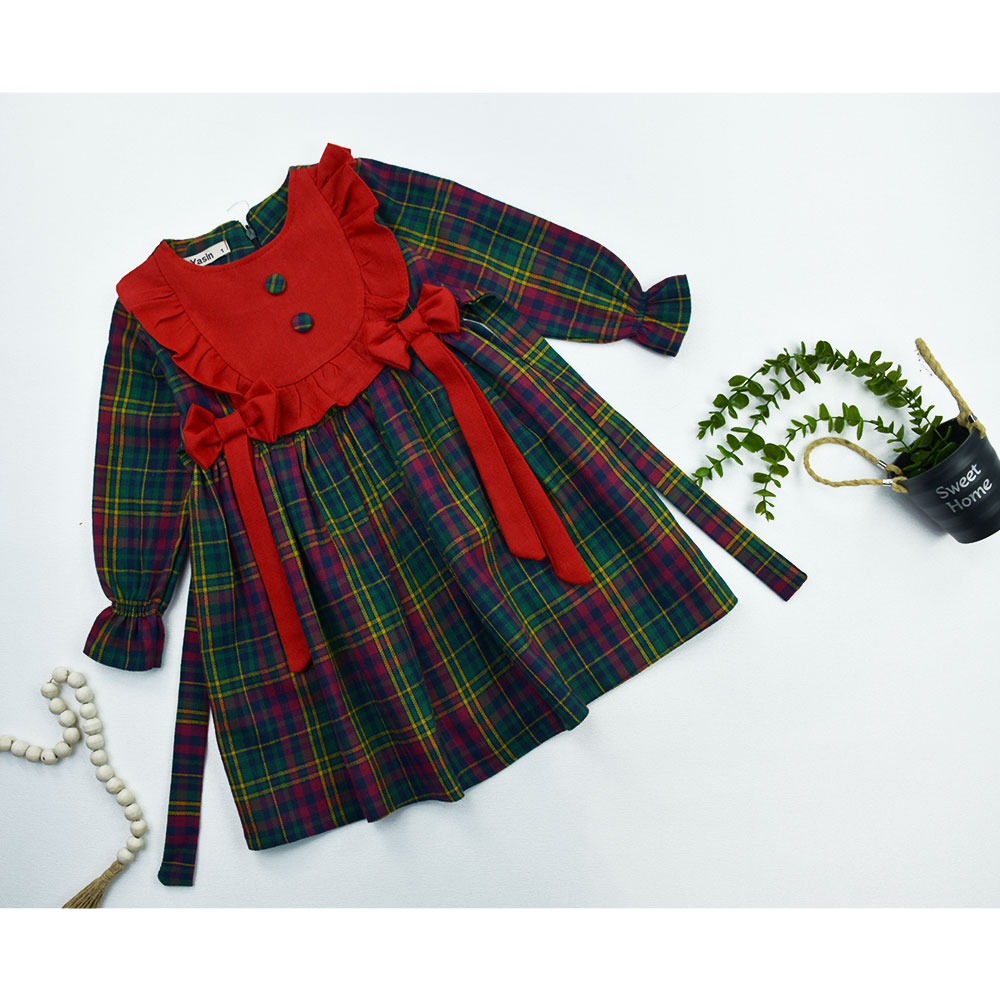 سارافون دخترانه کشمیر سبز کد 10938