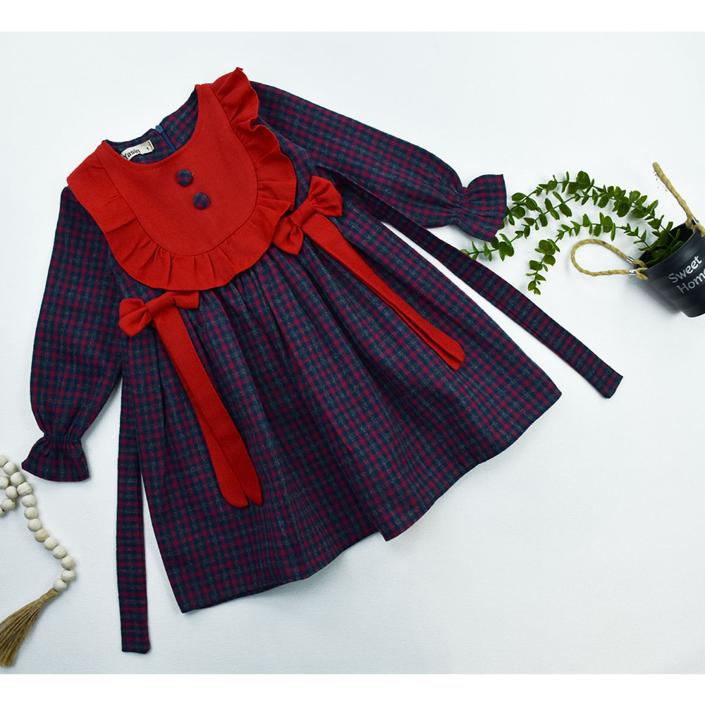 سارافون دخترانه کشمیر سرمه ای کد 10938